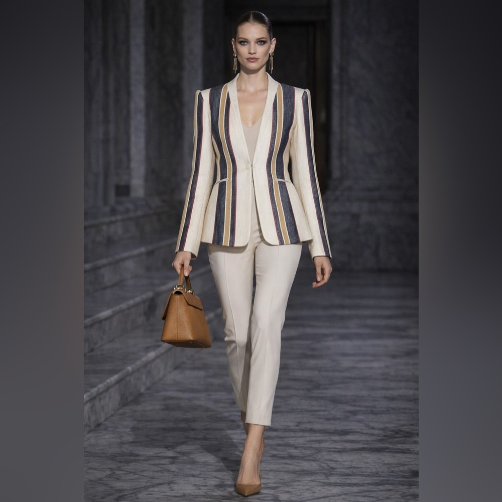 NWT BCBGMaxAzria “Emmett” Cream Striped Blazer – Size XXS